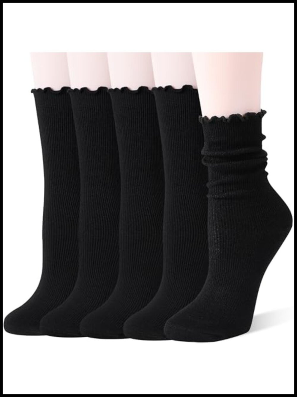 Merino Wool Ruffle Boot Socks Warm Winter Cozy Frilly Soft Breathable 5 Pairs